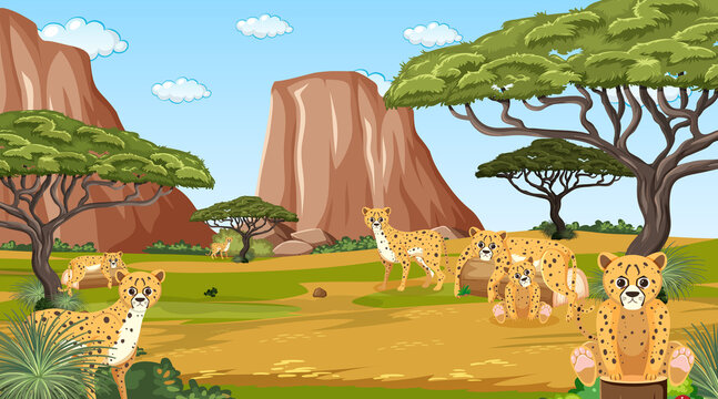Cheetah in the forest scene