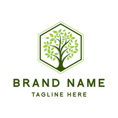 Tree logo design, simple hexagon shape