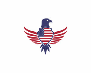 American Flag  Eagle Logo Template. Creative Simple American Eagle Vector Illustration.