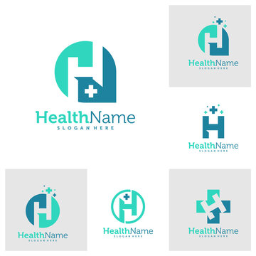 Set of Letter H health Logo Design Template. Initial H logo concept vector. Creative Icon Symbol