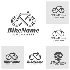 Set of Bike infinity Logo Design Template. Bike logo concept vector. Creative Icon Symbol