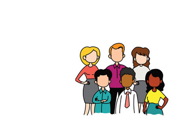 Business people man and woman standing together. character flat design illustration.