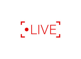 Live Stream sign. Red symbol, button of live streaming, broadcasting, online stream emblem.