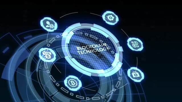Blockchain technology . Network, e-business and global cryptocurrency blockchain business concept.