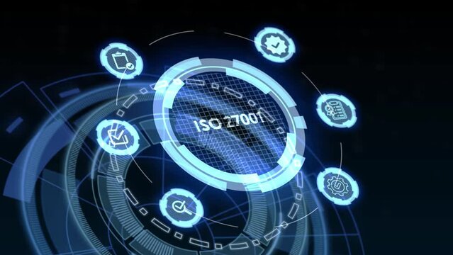 ISO 27001 Standard certification standardisation quality control concept on screen
