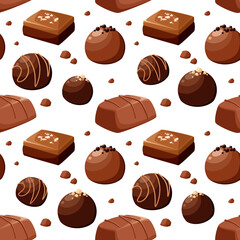 Seamless pattern with chocolates. Cartoon design.
