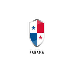 Flag of Panama with shield shape icon flat vector illustration