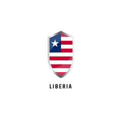 Flag of Liberia with shield shape icon flat vector illustration