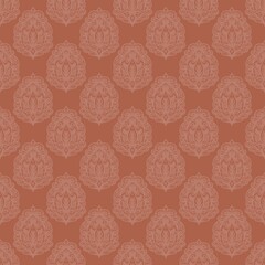 Retro geometric pattern in repeat. Fabric print. Damask style Seamless pattern background, mosaic ornament, vintage style. Design for prints on fabrics