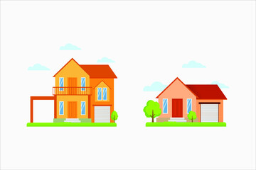 Two flat illustration of modern house vector