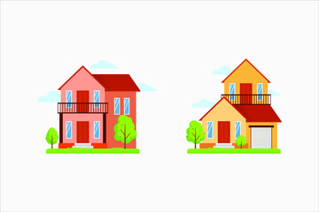 Two flat illustration of house vector