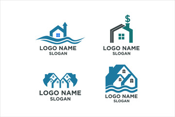 Four simple property house logo set design 