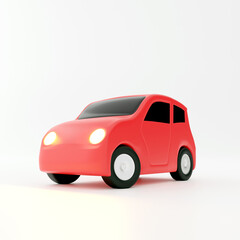 Fototapeta na wymiar 3D render illustration of car on white background. 3d render red car icon on white background. 3D render red cartoon car icon