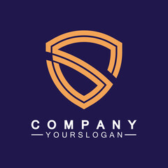 Letter S monogram and shield sign combination. Line art logo design concept.