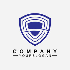 Letter S monogram and shield sign combination. Line art logo design concept.
