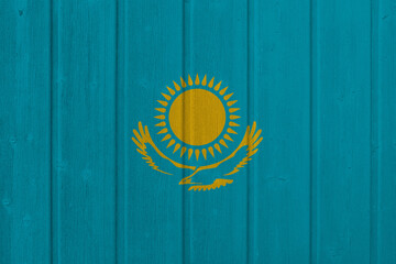 World countries. Wooden background in colors of flag. Kazakhstan