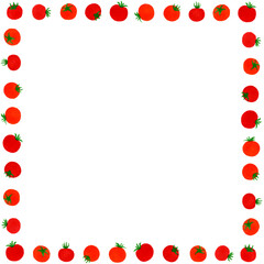 ミニトマトの四角形フレーム　和風のシンプルなイラスト素材