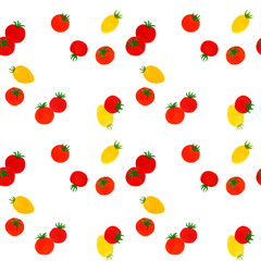 ミニトマトのシームレスパターン　夏野菜のシンプルな和風イラスト素材