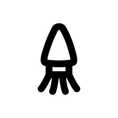 Simple squid icon, Vector outline icon on white background.