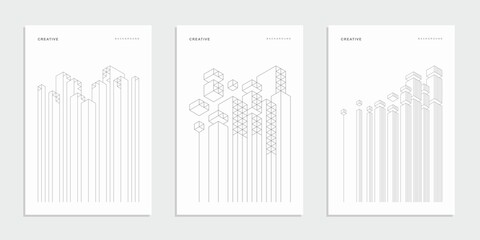Architectural construction company brochure. Geometric technological business flyer.