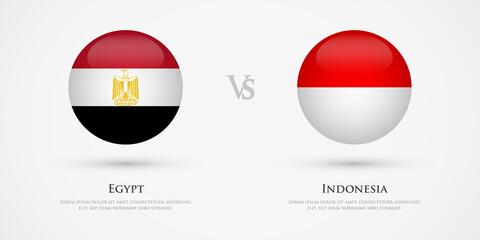 Egypt vs Indonesia country flags template. The concept for game, competition, relations, friendship, cooperation, versus.