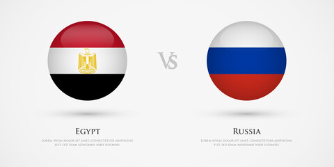 Egypt vs Russia country flags template. The concept for game, competition, relations, friendship, cooperation, versus.