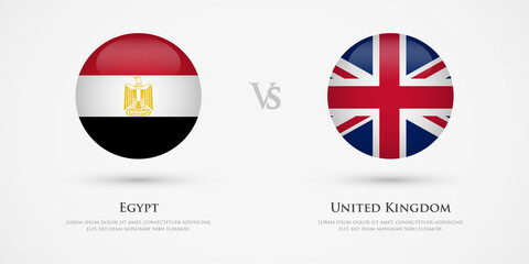 Egypt vs United Kingdom country flags template. The concept for game, competition, relations, friendship, cooperation, versus.