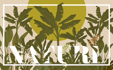 Nice jungle floral panorama vector