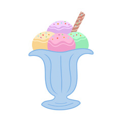 Ice cream in vase. Vector Illustration for printing, backgrounds, covers, packaging, greeting cards, posters, stickers, textile and seasonal design. Isolated on white background.