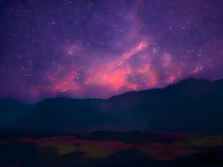 night landscape mountain and milkyway galaxy background, long exposure, low light