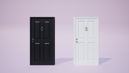 Black and white door empty place