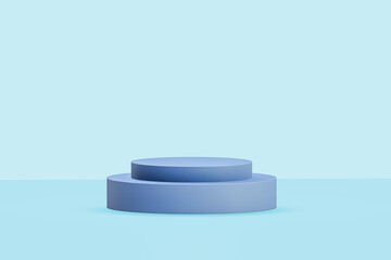 Blue podium for presentation , isolated on blue background , illustration 3D Rendering