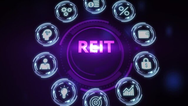 REIT Real estate investment fund ETF Financial stock market. Business, technology, internet and networking concept