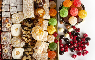 various Turkish delights and chocolate candies