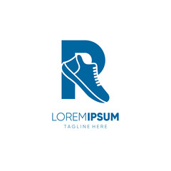 Letter Initial R Shoes Logo Design Vector Icon Graphic Emblem Illustration Background Template
