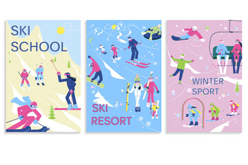 Set of Winter Sport banners.