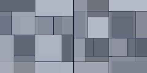 Simple Rectangular Tiled Frames of Various Sizes, Colored in Shades of Grey - Geometric Shapes Pattern, Texture on Wide Scale Background - Design Template in Editable Vector Format