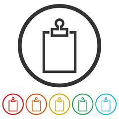 Clip Board With Blank List Sheet icons in color circle buttons