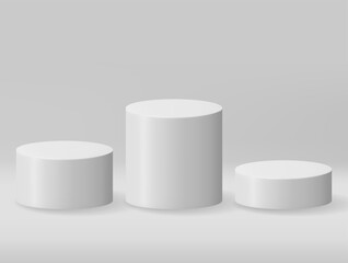 3D Grey Cylinder Podium Isolated