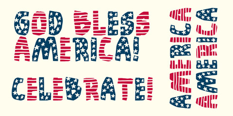 God bless America print. Celebrate! lettering