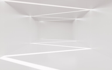 White empty room with light and shadow, 3d rendering.