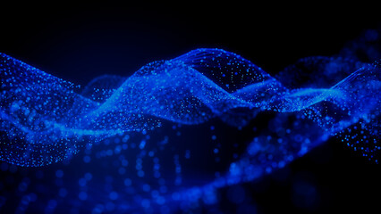 Big Data Concept. Blue, Futuristic Digital Style. 3D Render.