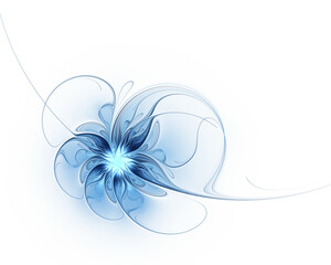 Abstract fractal beautiful fantasy flower on white background
