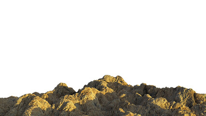 rocky cliff isolated on white background, edge of the mountain 