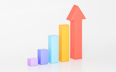 Business statistics chart, 3d rendering. - obrazy, fototapety, plakaty