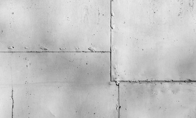 White metal wall texture with welds, front view
