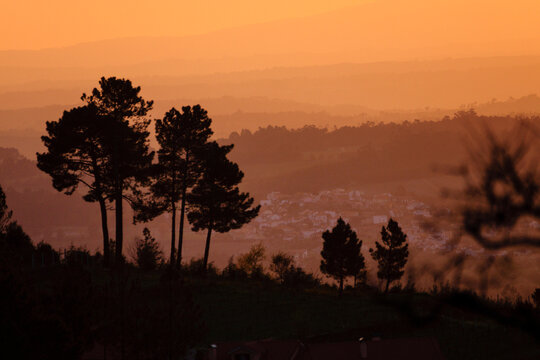 llanuras onduladas de Beira Litoral desde Gouveia, Serra Da Estrela, Beira Alta, Portugal, europa