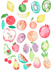 Fruits. Vector illustration. Isolated on a white background.