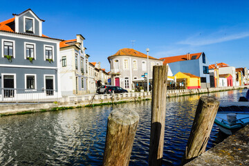 casas tipicas de colores, canal de San Roque,Os Botiroes, Aveiro, Beira Litoral, Portugal, europa