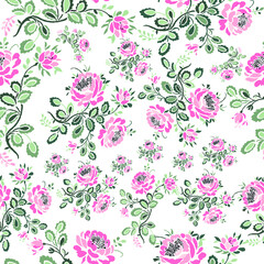 Colorful Pink roses Seamless pattern background